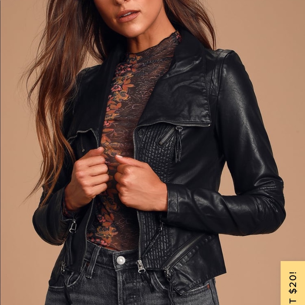 Lulus black, vegan leather Moto jacket. Barely worn, like new!